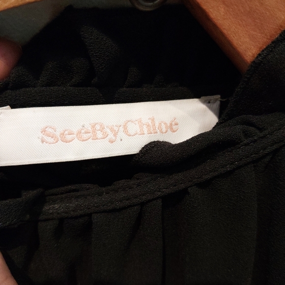 See by Chloe Black Ruched Blouse, Size 38/M - Picture 4 of 6